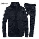 Men Track Suit Set - Sportswear Fitness Set - Thin Striped Tracksuit-White-S-JadeMoghul Inc.