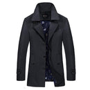 Men Trench Coat - Turn-Down Collar Slim Jacket-black-M-JadeMoghul Inc.