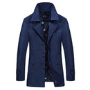 Men Trench Coat - Turn-Down Collar Slim Jacket-dark blue-M-JadeMoghul Inc.