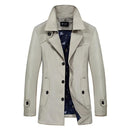 Men Trench Coat - Turn-Down Collar Slim Jacket-light khaki-M-JadeMoghul Inc.