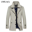 Men Trench Coat - Turn-Down Collar Slim Jacket-light khaki-M-JadeMoghul Inc.