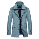 Men Trench Coat - Turn-Down Collar Slim Jacket-sky blue-M-JadeMoghul Inc.