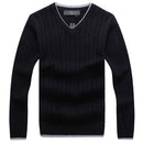 Men V-Neck Thick Warm Winter Pullover-Black-M-JadeMoghul Inc.