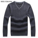 Men V-Neck Thick Warm Winter Pullover-Black-M-JadeMoghul Inc.