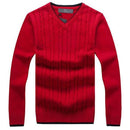 Men V-Neck Thick Warm Winter Pullover-Red-M-JadeMoghul Inc.