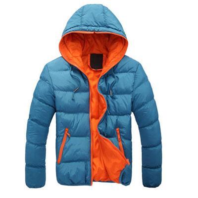 Men Winter Jacket / Warm Coat With Stand Collar-Blue-M-JadeMoghul Inc.
