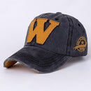Men / Women Unisex Distressed Denim Embroidered " W "Base Ball Hat-Black-JadeMoghul Inc.