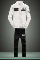Men's Activewear Tracksuit - 2Pcs Tracksuit Set-D05 white and black-S-JadeMoghul Inc.