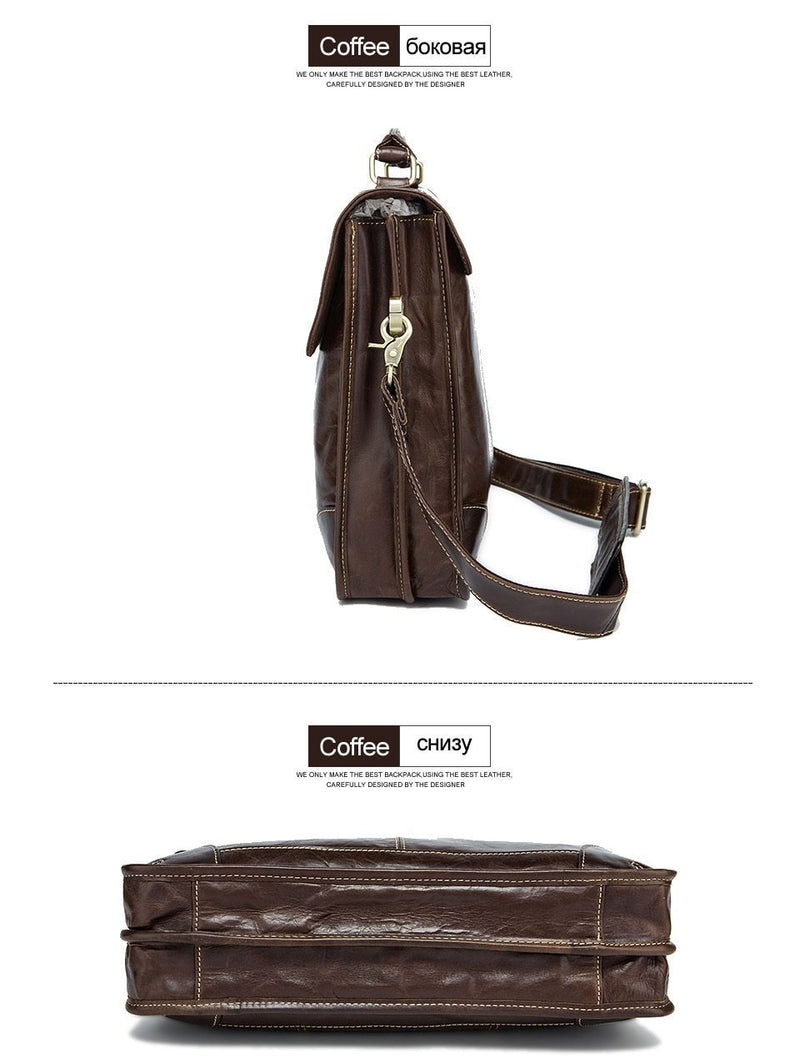 Men's Bag for Documents Leather Briefcase Laptop Handbags Crossbody Messenger Bags-7091coffee-China-JadeMoghul Inc.