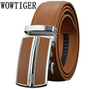 Men's Belts Luxury Automatic Buckle Genuine Leather Strap Black Brown for Men-Red-120cm-JadeMoghul Inc.