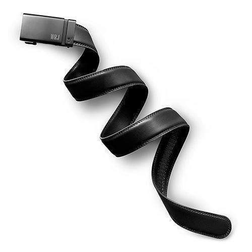 Men's Black Leather Belt - Monogrammed Black Buckle (Pack of 1)-Personalized Gifts for Men-JadeMoghul Inc.