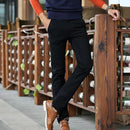 Men's Casual Pants - Long Straight Khaki Trouser-Black-28-JadeMoghul Inc.