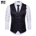 Men's Classic Vest - Formal Business Waistcoat-Black-L-JadeMoghul Inc.