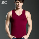 Mens Close-Fitting Vest / Fitness Elastic Casual O-Neck-wine-XL-JadeMoghul Inc.