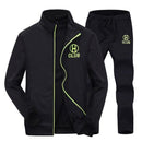 Mens Cotton Tracksuit - 2Pcs Smart Fitness Slim Fit Sweatsuit-em115 black-S-JadeMoghul Inc.