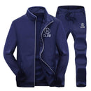 Mens Cotton Tracksuit - 2Pcs Smart Fitness Slim Fit Sweatsuit-em115 blue-S-JadeMoghul Inc.