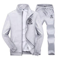 Mens Cotton Tracksuit - 2Pcs Smart Fitness Slim Fit Sweatsuit-em115 gray-S-JadeMoghul Inc.