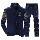 Mens Cotton Tracksuit - 2Pcs Smart Fitness Slim Fit Sweatsuit-em116 blue-S-JadeMoghul Inc.