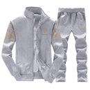 Mens Cotton Tracksuit - 2Pcs Smart Fitness Slim Fit Sweatsuit-em116 gray-S-JadeMoghul Inc.