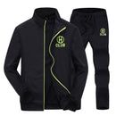 Mens Cotton Tracksuit - 2Pcs Smart Fitness Slim Fit Sweatsuit-K25 black-S-JadeMoghul Inc.