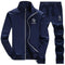 Mens Cotton Tracksuit - 2Pcs Smart Fitness Slim Fit Sweatsuit-LY005 blue-S-JadeMoghul Inc.