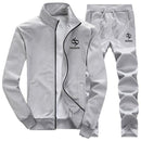 Mens Cotton Tracksuit - 2Pcs Smart Fitness Slim Fit Sweatsuit-LY005 gray-S-JadeMoghul Inc.