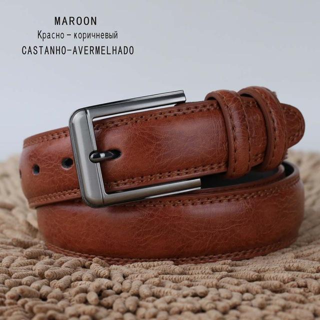 mens cow genuine leather luxury strap male belts for men round classic-D Maroon-110cm-JadeMoghul Inc.