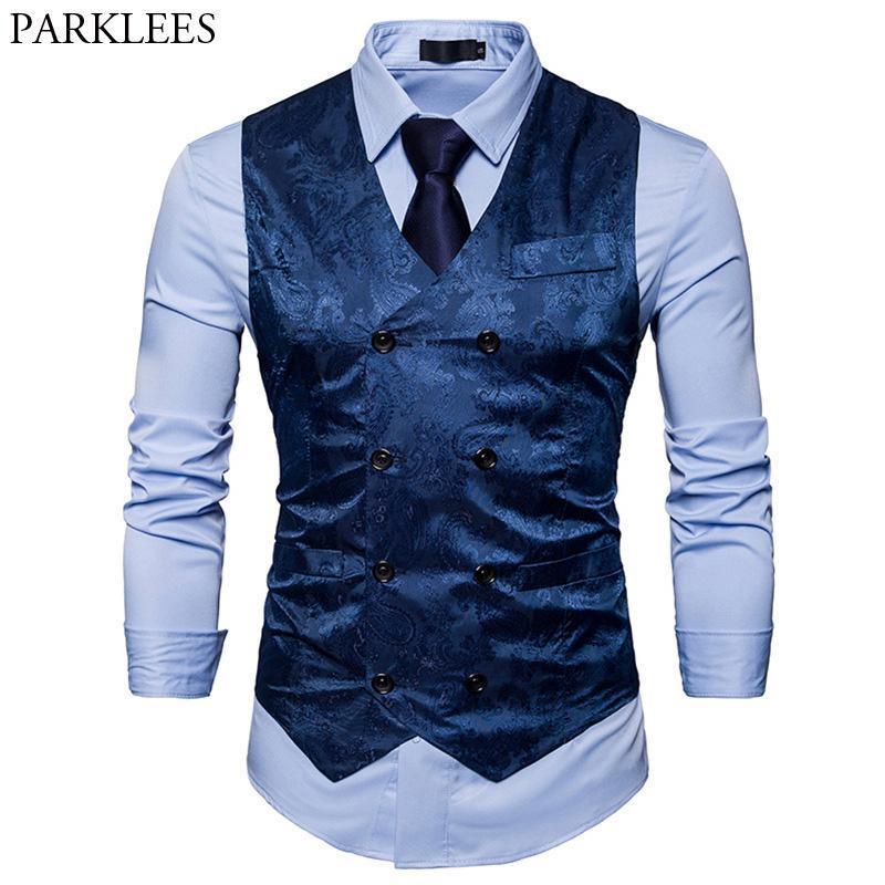 Men's Vest Slim Fit Double Breasted Suit Vests Men's Vest Slim Fit Double Breasted Suit Vests
