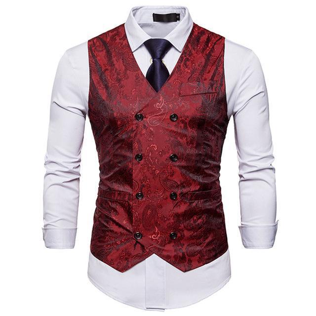 Men's Vest Slim Fit Double Breasted Suit Vests