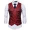 Men's Formal Slim Fit Double Breasted Suit Vests - Fashion Printed Men Waistcoat-Red-S-JadeMoghul Inc.