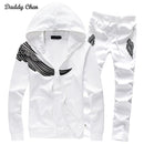 Men's Hooded Jacket & Bottom Suit - Fitness Set-white-M-JadeMoghul Inc.