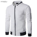 Men's Hoodie - Casual Zipper Jacket - High-Quality Sweatshirt White 3D Plaid Tracksuit-Black-S-JadeMoghul Inc.