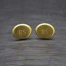 Cufflinks For Men Men's Matte Finish Brushed Gold Oval Cufflinks