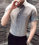 Men's shirt 2018 New summer men casual Short sleeve shirt Korean Slim shirt fashion business brand dress shirt Camisa Masculina-Gray-5XL-JadeMoghul Inc.