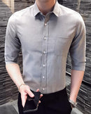 Men's shirt 2018 New summer men casual Short sleeve shirt Korean Slim shirt fashion business brand dress shirt Camisa Masculina-Gray Oxford Textile-5XL-JadeMoghul Inc.