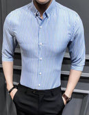 Men's shirt 2018 New summer men casual Short sleeve shirt Korean Slim shirt fashion business brand dress shirt Camisa Masculina-Light blue 1-M-JadeMoghul Inc.