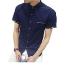 Men's shirt 2018 New summer men casual Short sleeve shirt Korean Slim shirt fashion business brand dress shirt Camisa Masculina-Navy blue-5XL-JadeMoghul Inc.