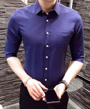 Men's shirt 2018 New summer men casual Short sleeve shirt Korean Slim shirt fashion business brand dress shirt Camisa Masculina-Navy Oxford Textile-5XL-JadeMoghul Inc.