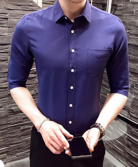 Men's shirt 2018 New summer men casual Short sleeve shirt Korean Slim shirt fashion business brand dress shirt Camisa Masculina-Navy Oxford Textile-5XL-JadeMoghul Inc.