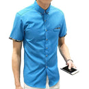 Men's shirt 2018 New summer men casual Short sleeve shirt Korean Slim shirt fashion business brand dress shirt Camisa Masculina-Peacock blue-5XL-JadeMoghul Inc.