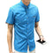 Men's shirt 2018 New summer men casual Short sleeve shirt Korean Slim shirt fashion business brand dress shirt Camisa Masculina-Peacock blue-5XL-JadeMoghul Inc.