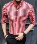 Men's shirt 2018 New summer men casual Short sleeve shirt Korean Slim shirt fashion business brand dress shirt Camisa Masculina-Red-M-JadeMoghul Inc.