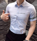 Men's shirt 2018 New summer men casual Short sleeve shirt Korean Slim shirt fashion business brand dress shirt Camisa Masculina-sky blue-5XL-JadeMoghul Inc.