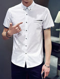 Men's shirt 2018 New summer men casual Short sleeve shirt Korean Slim shirt fashion business brand dress shirt Camisa Masculina-White 1-5XL-JadeMoghul Inc.