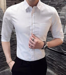 Men's shirt 2018 New summer men casual Short sleeve shirt Korean Slim shirt fashion business brand dress shirt Camisa Masculina-White Oxford Textile-5XL-JadeMoghul Inc.