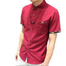 Men's shirt 2018 New summer men casual Short sleeve shirt Korean Slim shirt fashion business brand dress shirt Camisa Masculina-Wine red-5XL-JadeMoghul Inc.