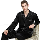 Mens Silk Satin Pajamas Set Pajama Pyjamas Set Sleepwear Loungewear S,M,L,XL,XXL,XXXL,4XL Plus Size__Big and tall-Black-XXL-JadeMoghul Inc.
