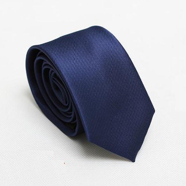 men's slim ties red neck skinny tie solid narrow neckties 6cm width-6cm navy-JadeMoghul Inc.
