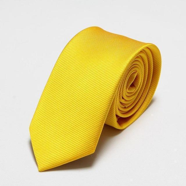 men's slim ties red neck skinny tie solid narrow neckties 6cm width-6cm yellow-JadeMoghul Inc.