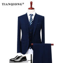 Mens Suit - 3 Pieces(Jacket+Vest+Pant) Slim Fit Suit-Blue-M-JadeMoghul Inc.